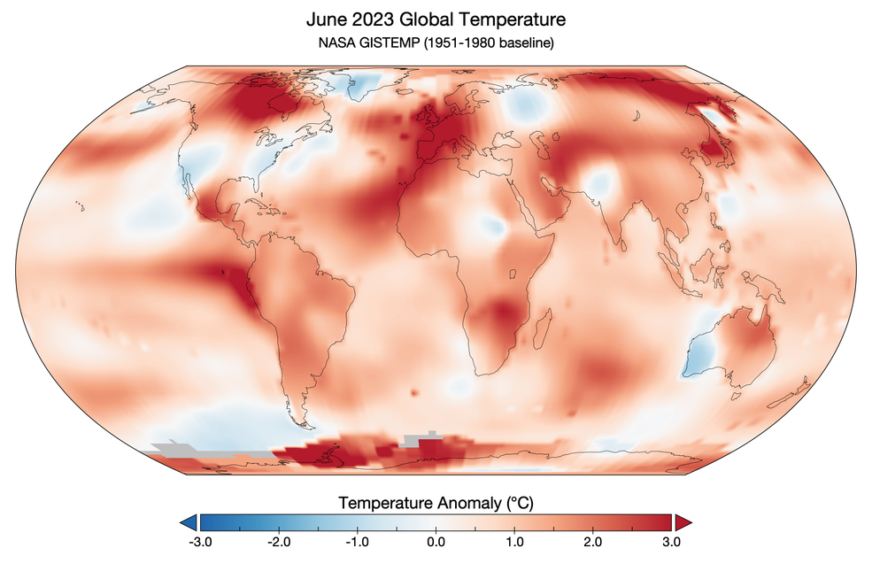 Global temperature anomalies for June 2023